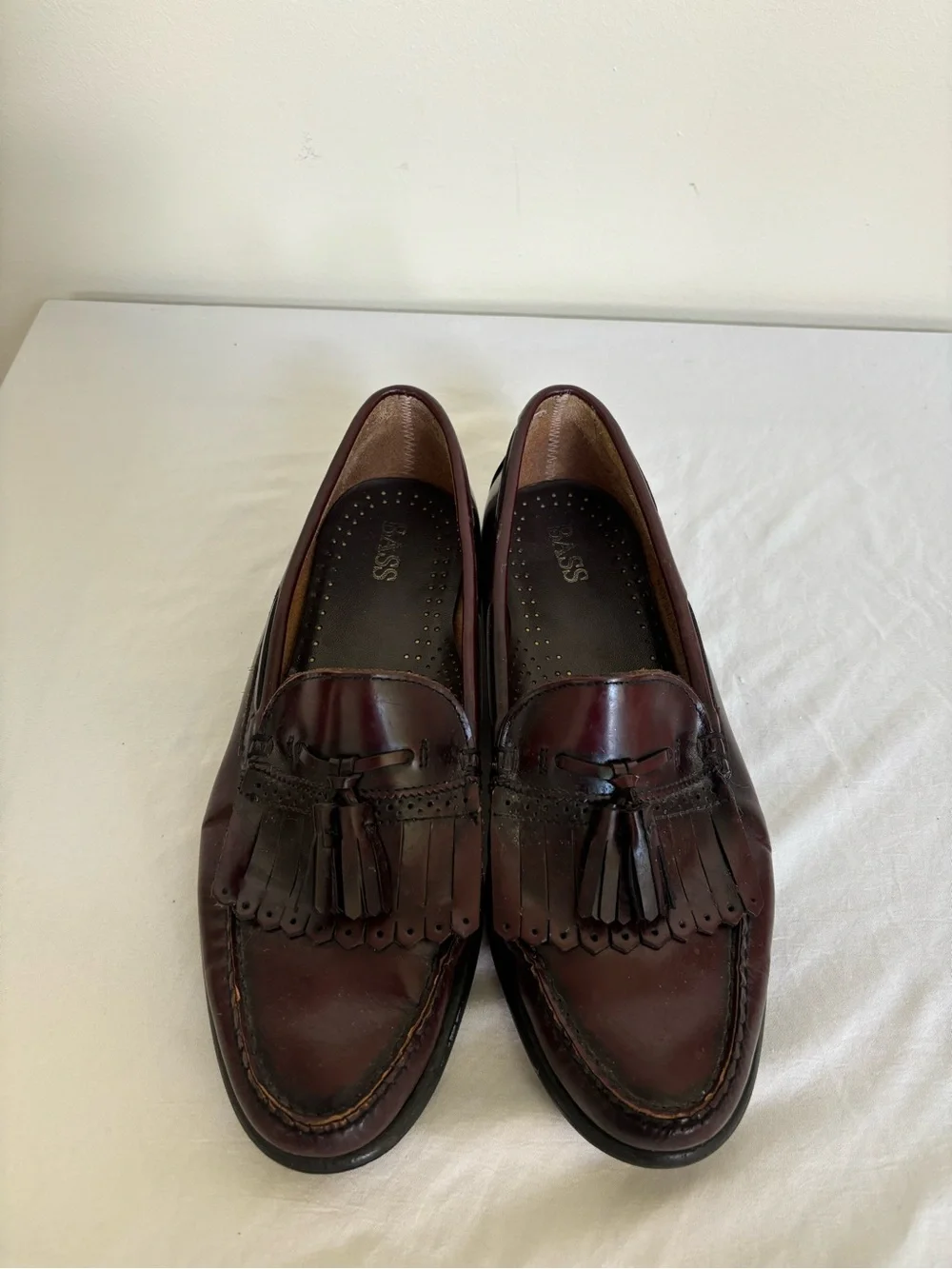 GH Bass Tassel Loafers burgundy wine Size 10 D Mens Leather